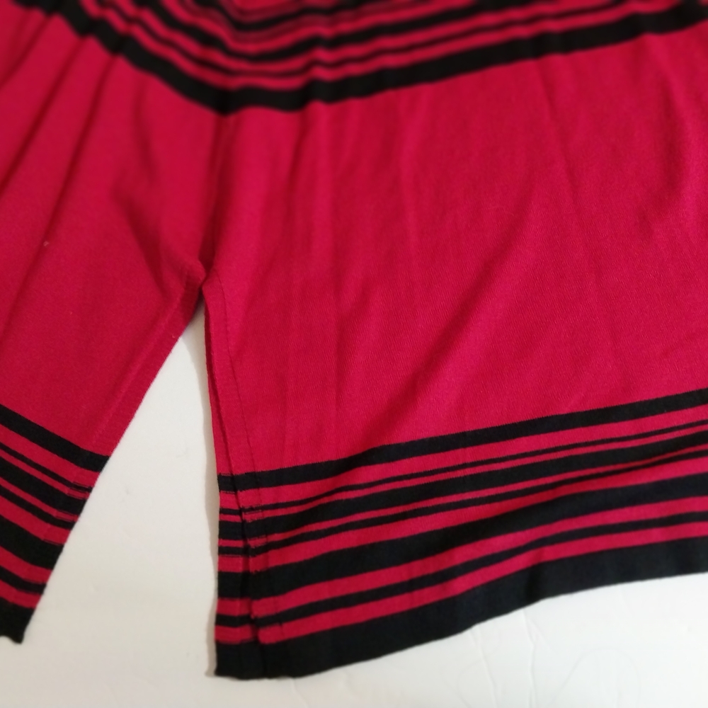 Ashro Dress Sweater Large Elegant Red and Black Striped Dress - Picture 7 of 13